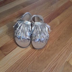 J . CREW Gold Fringe Leather Sandal  Size 9.5 j . crew